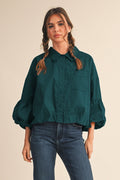 Button Down Bubble SLV Top